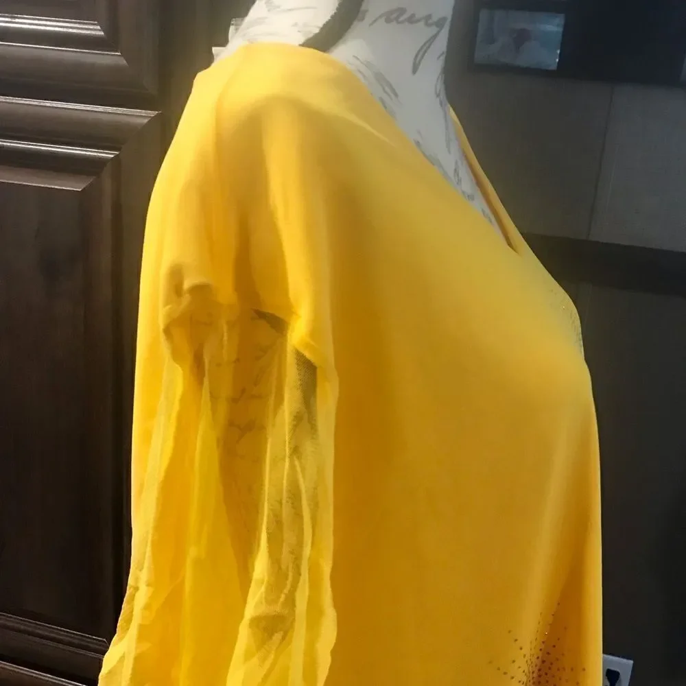Giorgio Fiodine Yellow Blouse Plus Size Womens 26 28 NWT - Picture 12 of 16